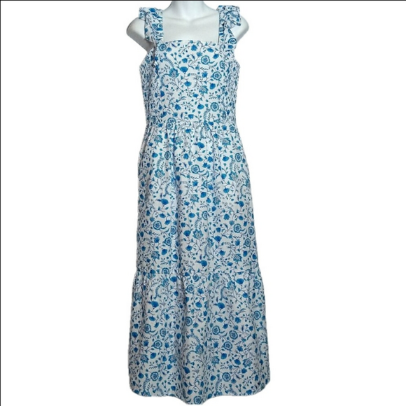 Draper James Med Flutter Strap Square Neckline Sun Dress New Blue Paisley Print - Picture 1 of 4
